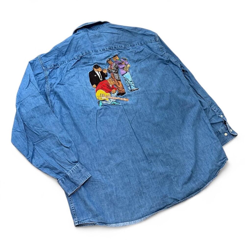 Vintage Rare Camel Cigarettes Denim Button Up Camel Joe Embroidery